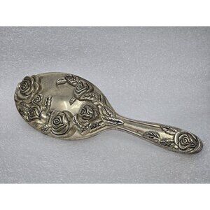 Godinger Silver Plated Rose Hairbrush Vintage Floral Vanity Brush Ornate
